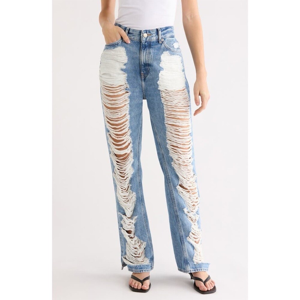 Good American The Khloé Jean Womens Size 6/28 High Rise Distressed